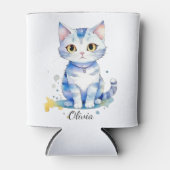 Schattigee waterverf kat (kitten) ontwerp blikjeskoeler (Voorkant)