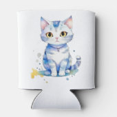 Schattigee waterverf kat (kitten) ontwerp blikjeskoeler (Achterkant)
