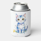 Schattigee waterverf kat (kitten) ontwerp blikjeskoeler (Blikje Achterkant)