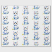Schattigee waterverf kat (kitten) ontwerp cadeaupapier (Vlak)
