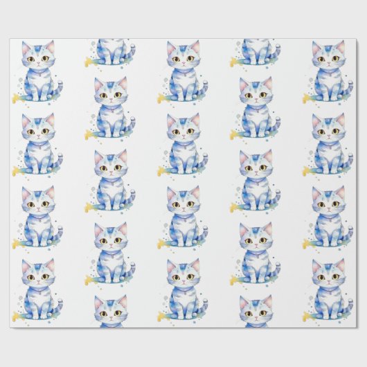 Schattigee waterverf kat (kitten) ontwerp cadeaupapier (Vlak)