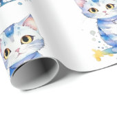 Schattigee waterverf kat (kitten) ontwerp cadeaupapier (Rol Hoek)