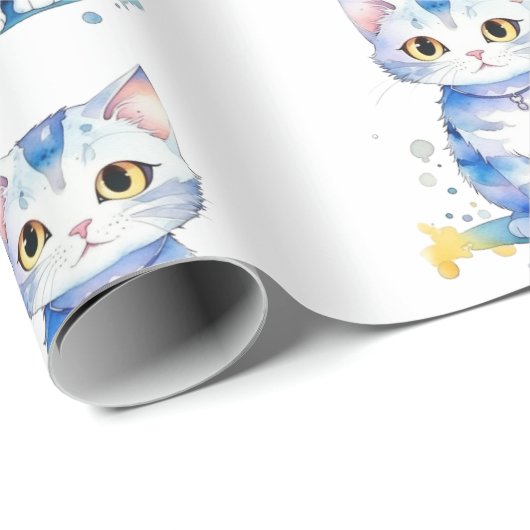 Schattigee waterverf kat (kitten) ontwerp cadeaupapier (Rol Hoek)