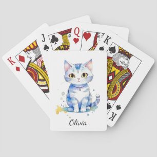 Schattigee waterverf kat (kitten) ontwerp pokerkaarten