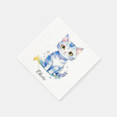 Schattigee waterverf kat (kitten) ontwerp servet (Hoek)