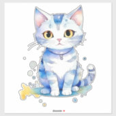 Schattigee waterverf kat (kitten) ontwerp sticker (Vel)