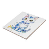 Schattigee waterverf kat (kitten) ontwerp tegeltje (Zijkant)