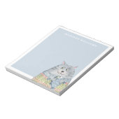 Schattigee Waterverf Kat met Aangepaste Naam Notitieblok (Linkerzijde)