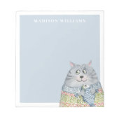 Schattigee Waterverf Kat met Aangepaste Naam Notitieblok (Voorkant)