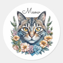 Schattigee Waterverf Kat met Bloemen