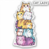 Schattigee Waterverf Katten, Cat Lady, Minimalisti Sticker (Voorkant)