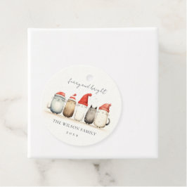 Schattigee Waterverf Katten Furry en Bright Christ Bedankjes Labels