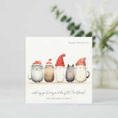 Schattigee Waterverf Katten Furry en Bright Christ Feestdagenkaart (Staand voorkant)