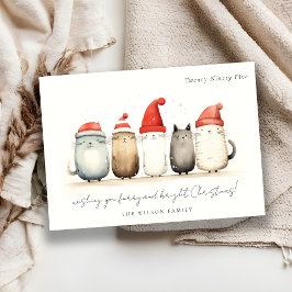 Schattigee Waterverf Katten Furry en Bright Christ Feestdagenkaart