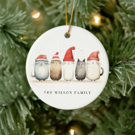 Schattigee Waterverf Katten Furry en Bright Christ Keramisch Ornament