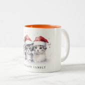 Schattigee Waterverf Katten Furry en Bright Christ Tweekleurige Koffiemok (Voorkant rechts)