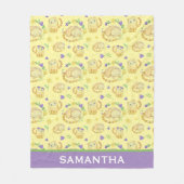 Schattigee Waterverf Katten Gepersonaliseerd Geel Fleece Deken (Voorkant)