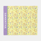 Schattigee Waterverf Katten Gepersonaliseerd Geel Fleece Deken (Voorkant (Horizontaal))