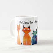 Schattigee Waterverf Katten Kinderloze Kattendame  Koffiemok (Voorkant links)