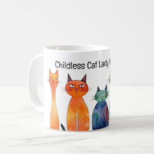 Schattigee Waterverf Katten Kinderloze Kattendame  Koffiemok (Voorkant links)