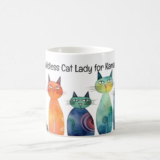 Schattigee Waterverf Katten Kinderloze Kattendame  Koffiemok (Center)