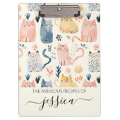 Schattigee waterverf katten script naam recept klembord (Voorkant)
