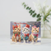Schattigee Waterverf katten vieren Kerstmis Briefkaart (Staand voorkant)