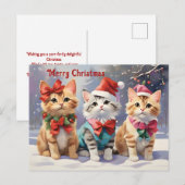 Schattigee Waterverf katten vieren Kerstmis Briefkaart (Voorkant / Achterkant)