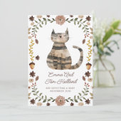 Schattigee Waterverf Kattenzwangerschap Aankondiging (Staand voorkant)