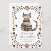 Schattigee Waterverf Kattenzwangerschap Aankondiging (Voorkant / Achterkant)