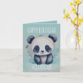 Schattigee waterverf Kawaii panda gevouwen verjaar Kaart (Gele Bloem)
