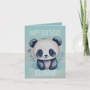 Schattigee waterverf Kawaii panda gevouwen verjaar Kaart