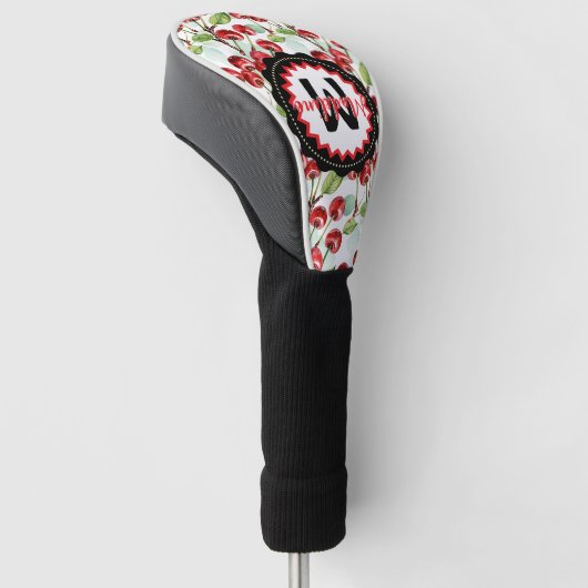 Schattigee Waterverf Kersenpatroon gepersonaliseer Golfheadcover (Schuin)