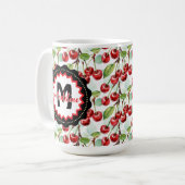 Schattigee Waterverf Kersenpatroon gepersonaliseer Koffiemok (Voorkant links)