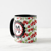 Schattigee Waterverf Kersenpatroon gepersonaliseer Mok (Voorkant links)
