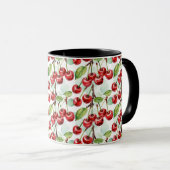 Schattigee Waterverf Kersenpatroon gepersonaliseer Mok (Voorkant rechts)