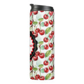 Schattigee Waterverf Kersenpatroon gepersonaliseer Thermosbeker (Geroteerd rechts)