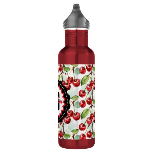 Schattigee Waterverf Kersenpatroon gepersonaliseer Waterfles (Rechts)