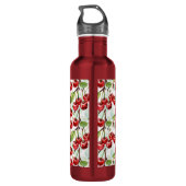Schattigee Waterverf Kersenpatroon gepersonaliseer Waterfles (Achterkant)