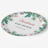 Schattigee Waterverf Kerst Baby shower Papieren Bordje (Gekanteld)