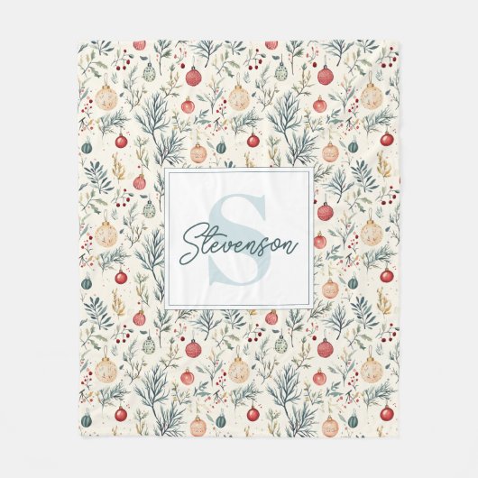 Schattigee Waterverf Kerst Esthetische Greenery Fleece Deken (Voorkant)