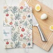 Schattigee Waterverf Kerst Esthetische Greenery Theedoek (Quarter Fold)