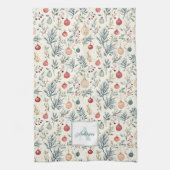 Schattigee Waterverf Kerst Esthetische Greenery Theedoek (Verticaal)