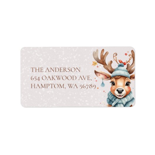 Schattigee Waterverf Kerst rendieren retour adres Etiket (Voorkant)