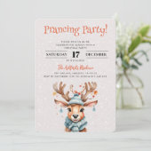 Schattigee Waterverf Kerst Rendieren Vakantie Part Kaart (Staand voorkant)