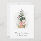 Schattigee Waterverf kerstboom Minimale kerst Feestdagenkaart (Voorkant)