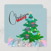 Schattigee Waterverf Kerstboom Vrolijk Kerstfeest Feestdagenkaart (Voorkant / Achterkant)