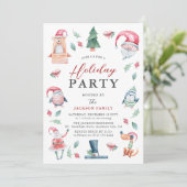 Schattigee Waterverf Kerstfeest Kaart (Staand voorkant)