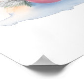 Schattigee Waterverf kerstkat in kerstmuts Poster (Hoek)