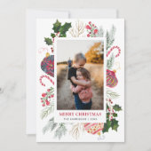 Schattigee Waterverf Kerstmis Foto Lijst Feestdagenkaart (Voorkant)